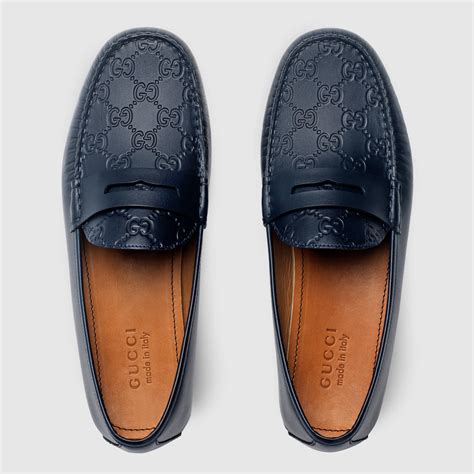 gucci leather driver with web blue|Gucci drivers for men.